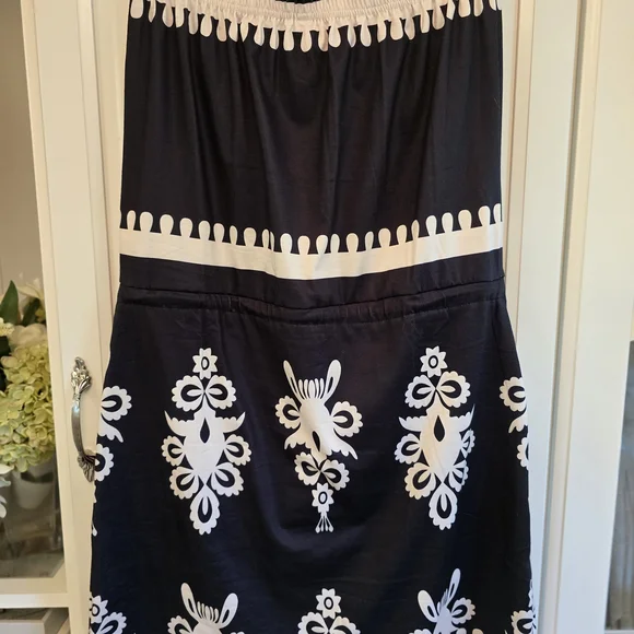 Navy and White Printed Pull-On Skirt - Picture 2 of 8